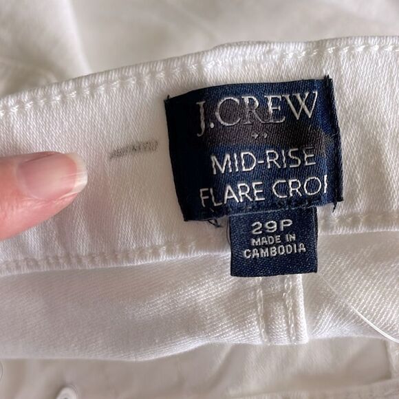 J Crew Factory Petite Flare Crop Jeans Signature Stretch Size 29P in White Denim - Picture 9 of 9